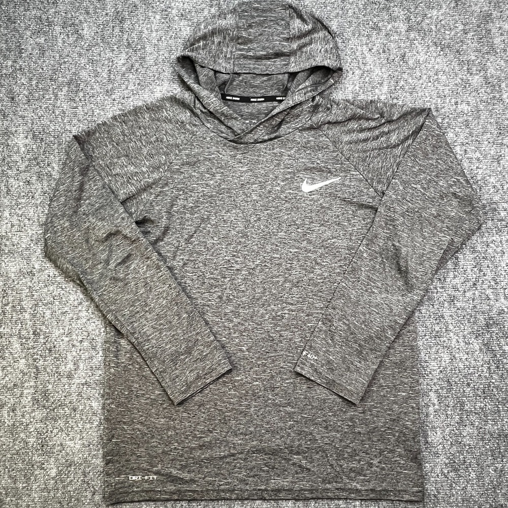 Nike Swim Hoodie Men S Gray Dri Fit Raglan Sweatshirt UPF 40 Outdoor Lightweight